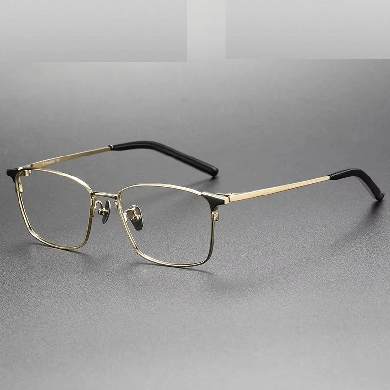 Oveliness Women's Full Rim Square Titanium Eyeglasses 68961 - black gold