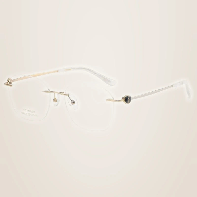 Oveliness Women's Rimless Oval Square Titanium Eyeglasses 196012 - gold grey