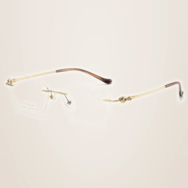 Oveliness Women's Rimless Square Cat Eye Titanium Eyeglasses 196003 - gold