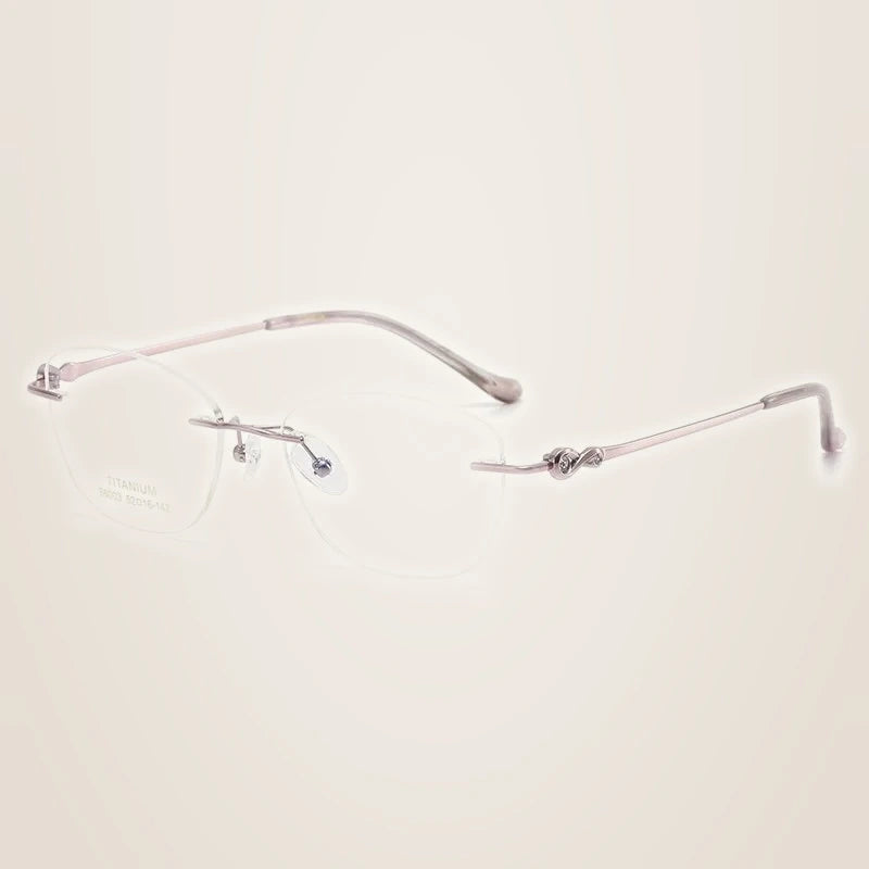 Oveliness Women's Rimless Square Cat Eye Titanium Eyeglasses 196003 - purple pink