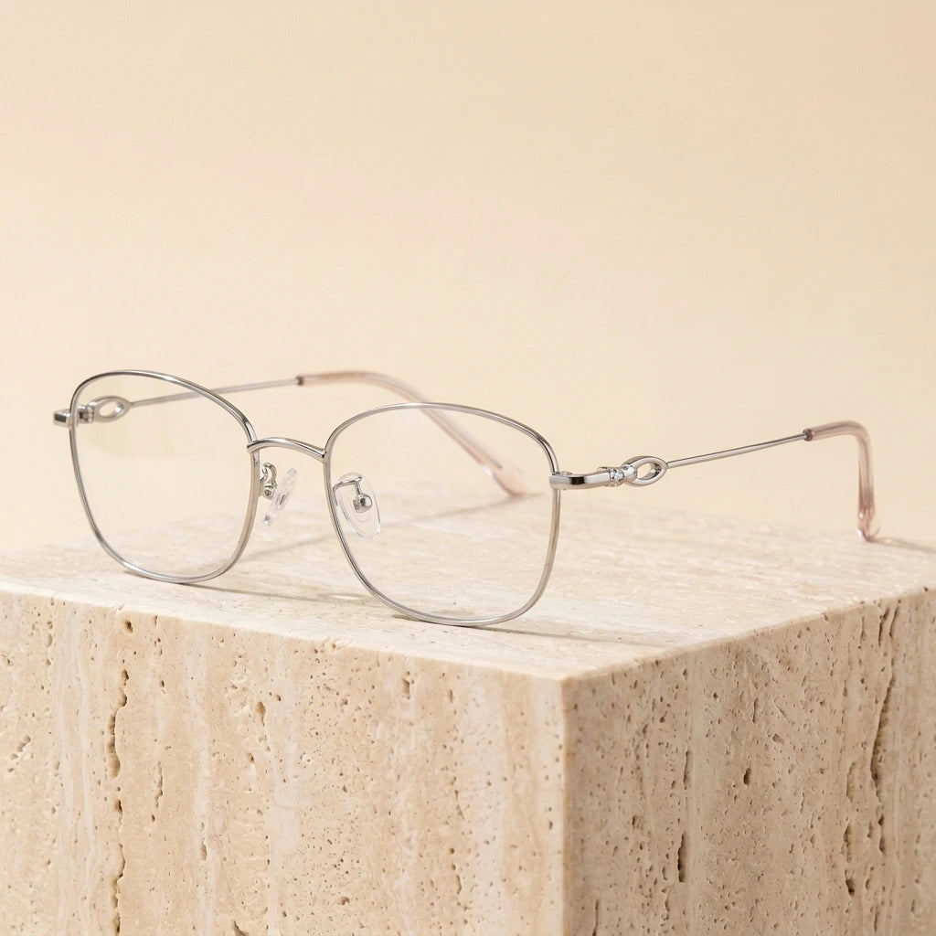 Oveliness 196004 Women's Ultra-Light Titanium Eyeglasses - Silver