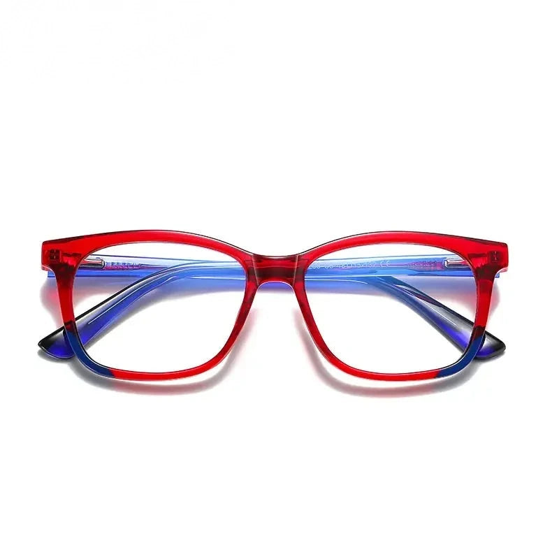 Oveliness Youth Unisex Full Rim Square Tr 90 Titanium Eyeglasses 20206 - red