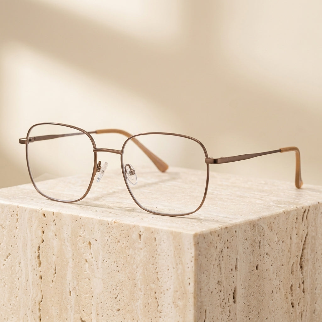 Chashma Ottica Unisex Full Rim Square Alloy Eyeglasses 441074 - Brown