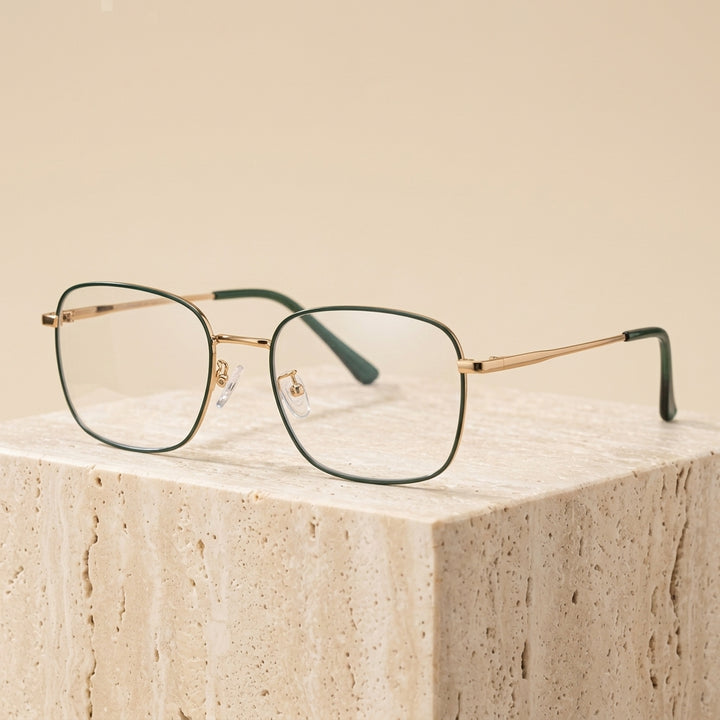 Chashma Ottica Unisex Full Rim Square Alloy Eyeglasses 441074 - Dark Green