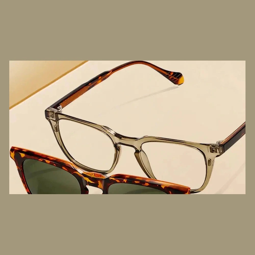 Ralferty Unisex Full Rim Square Acetate Tr 90 Eyeglasses Clip On Sunglasses 534209 - C1 / CHINA