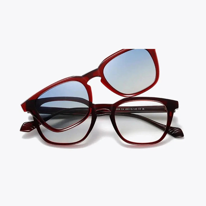 Ralferty Unisex Full Rim Square Acetate Tr 90 Eyeglasses Clip On Sunglasses 534209 - C3 / CHINA