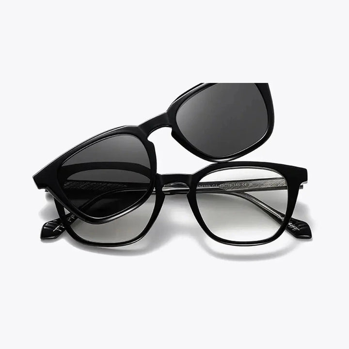 Ralferty Unisex Full Rim Square Acetate Tr 90 Eyeglasses Clip On Sunglasses 534209 - C4 / CHINA