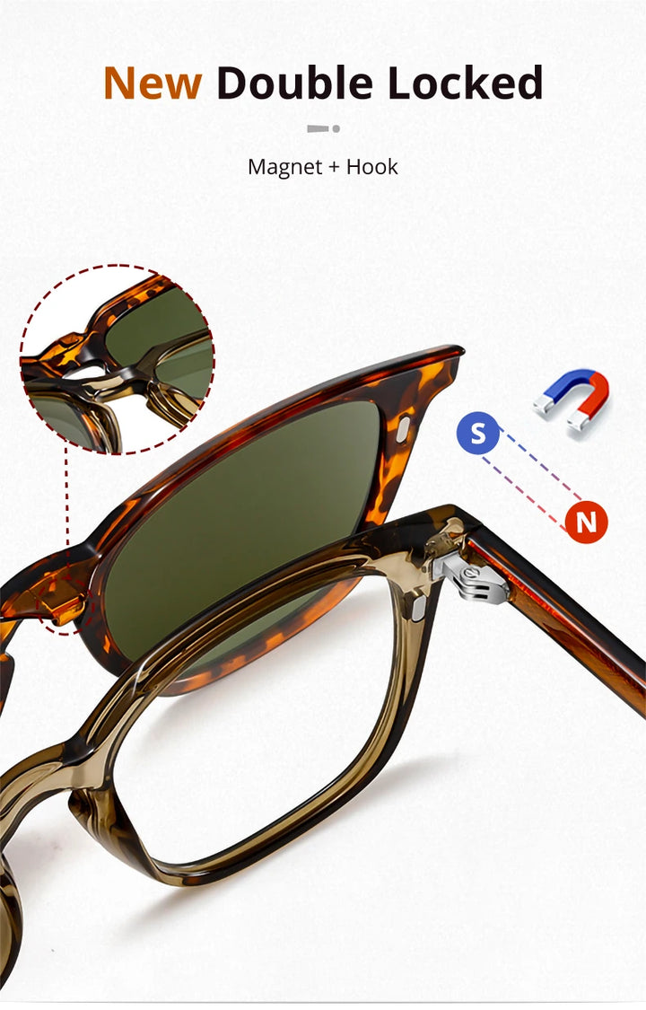 Ralferty Unisex Full Rim Square Acetate Tr 90 Eyeglasses Clip On Sunglasses 534209 - Size Chart
