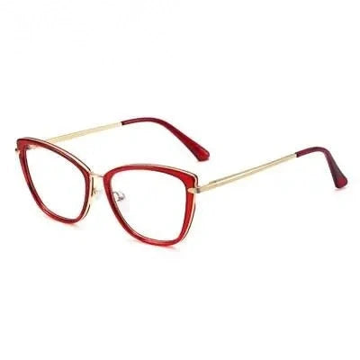 Ralferty Women's Eyeglasses Cat Eye Anti Blue Light F95290 - C5 Red