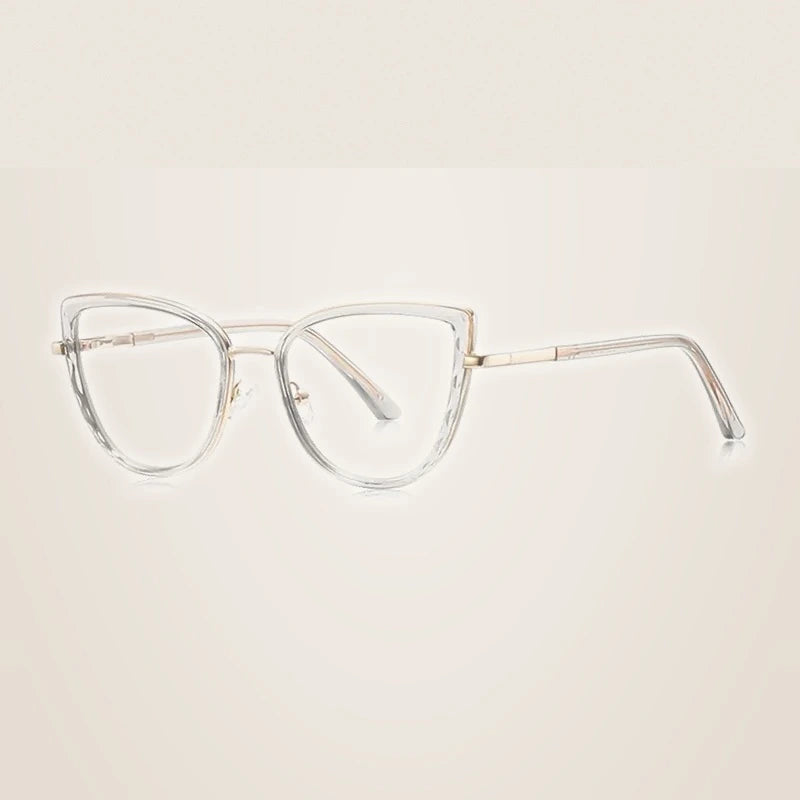 Ralferty Women's Full Rim Oval Cat Eye Tr 90 Alloy Eyeglasses 31514 - C4 Gray / CHINA