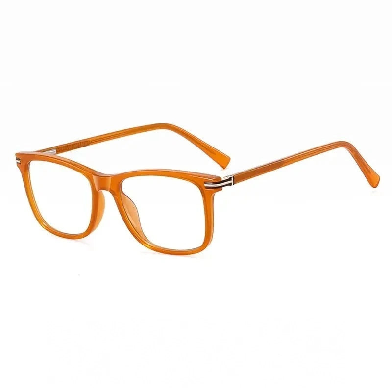 Ralferty Women's Full Rim Square Tr 90 Titanium Eyeglasses 8963551 - C6 Clear Orange / CHINA