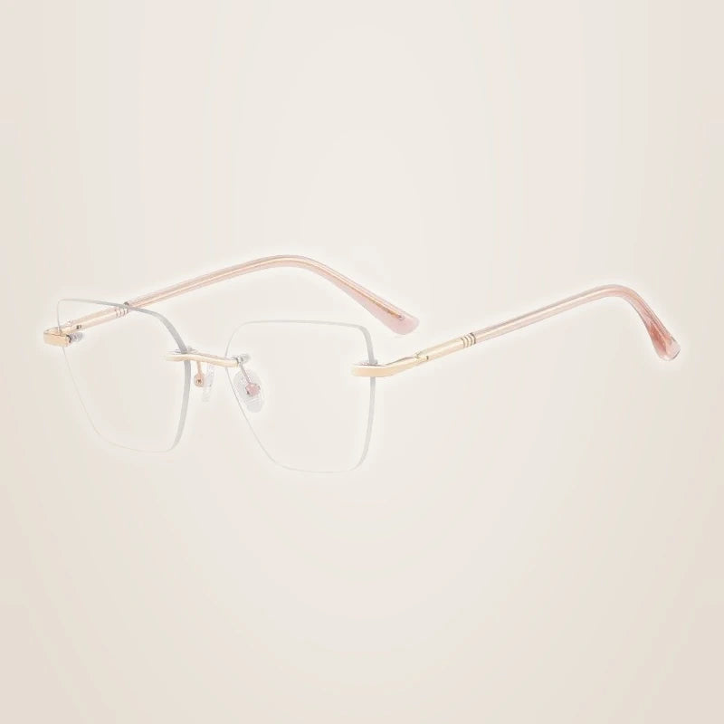 Ralferty Women's Rimless Flat Top Polygon Acetate Eyeglasses R83600 - C6 Clear Brown / CHINA