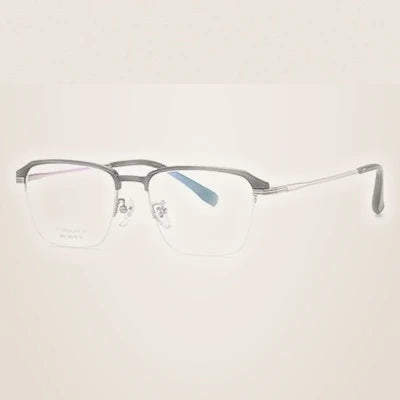Ralferty Women's Semi Rim Square Titanium Eyeglasses 92032 - C3 Gold / CHINA