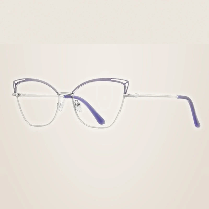 Ralfterty Women's Full Rim Oval Cat Eye Alloy Eyeglasses 883038 - C4 Purple / CHINA