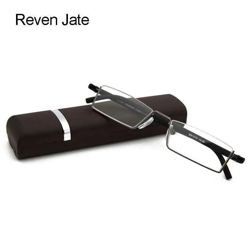 Reven Jate Unisex Semi Rim Rectangle Alloy Reading Glasses R131 - Black