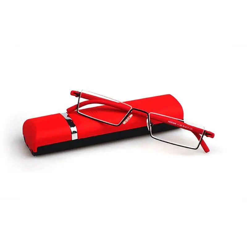 Reven Jate Unisex Semi Rim Rectangle Alloy Reading Glasses R131 - Red