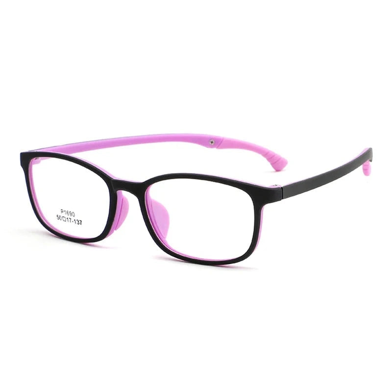 Reven Jate Kids Full Rim Flexible Prescription Eyeglasses W1690 - black-purple