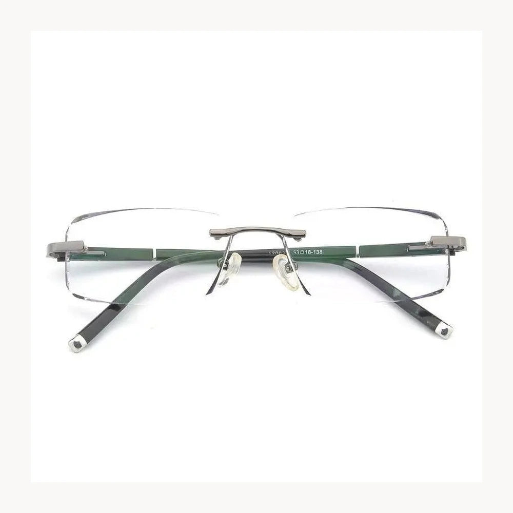 Reven Jate Men's Rimless Square Alloy Eyeglasses R58003 - grey