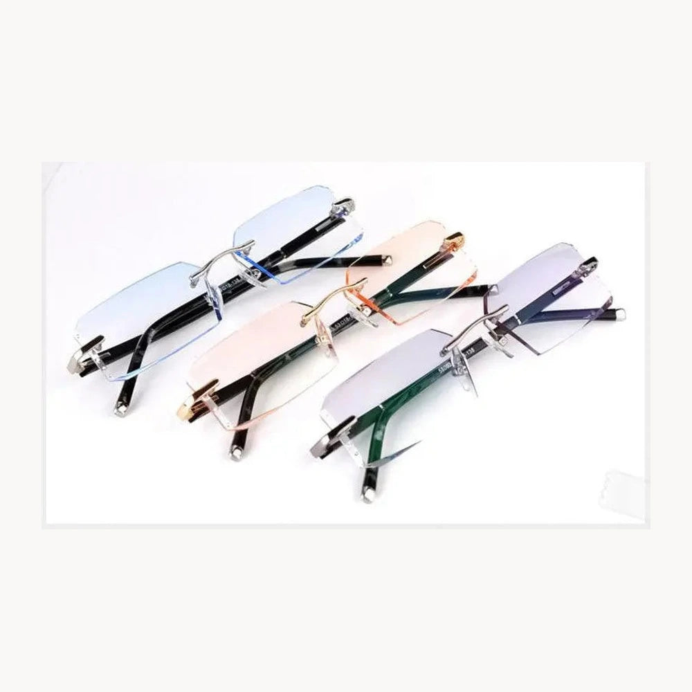 Reven Jate Men's Rimless Square Alloy Eyeglasses R58003 - silver