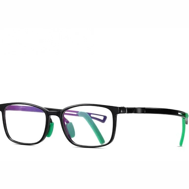 Reven Jate Unisex Children's Full Rim Square Tr 90 Silicone Eyeglasses 5109 - shiny black