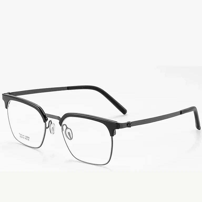 Reven Jate Unisex Full Rim Browline Square Titanium Eyeglasses 2606 - C6