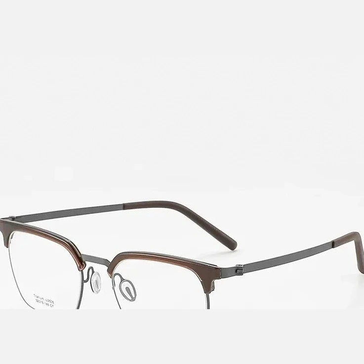 Reven Jate Unisex Full Rim Browline Square Titanium Eyeglasses 2606 - C7