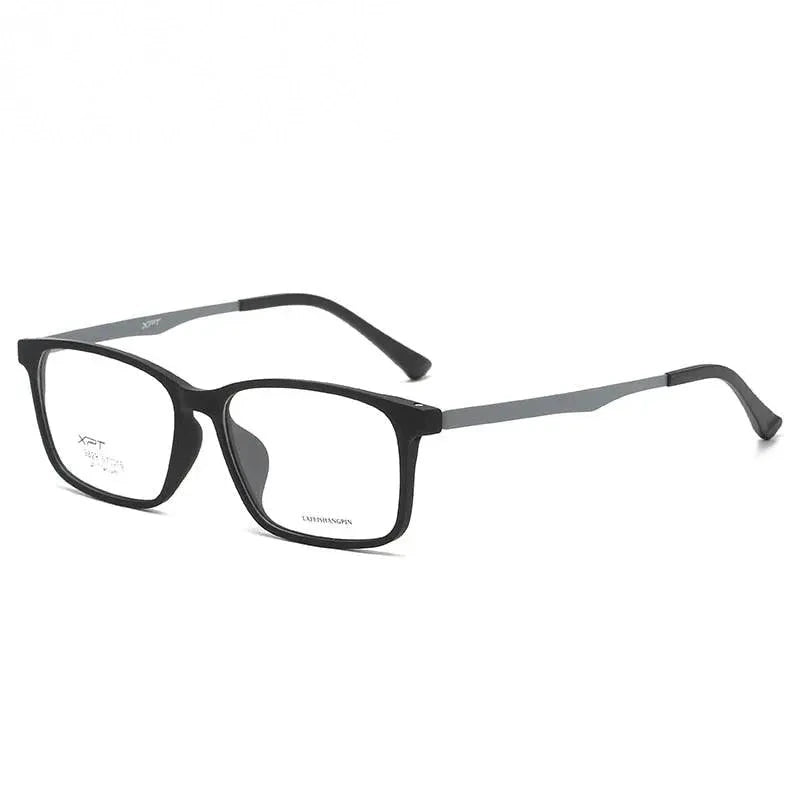 Reven Jate Unisex Full Rim Large Square Titanium Eyeglasses 9829 - black-grey