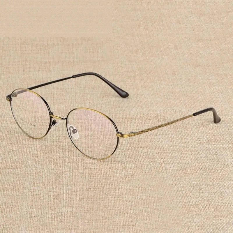 Reven Jate Unisex Full Rim Round Alloy Eyeglasses J801 - brass