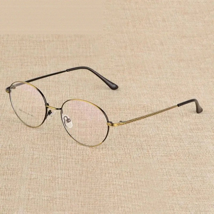 Reven Jate Unisex Full Rim Round Alloy Eyeglasses J801 - brass
