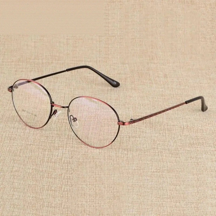 Reven Jate Unisex Full Rim Round Alloy Eyeglasses J801 - bronze