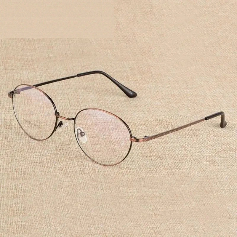 Reven Jate Unisex Full Rim Round Alloy Eyeglasses J801 - brown