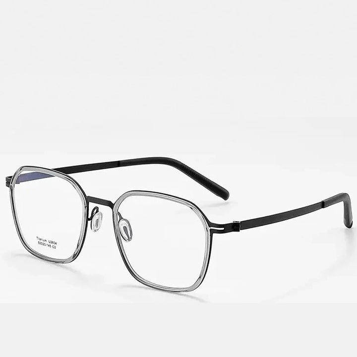 Reven Jate Unisex Full Rim Round Square Titanium Eyeglasses 2604 - C2