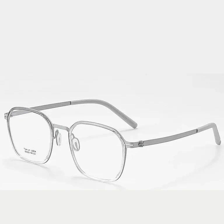 Reven Jate Unisex Full Rim Round Square Titanium Eyeglasses 2604 - C3