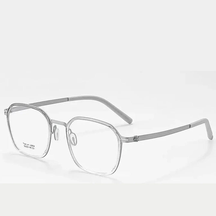 Reven Jate Unisex Full Rim Round Square Titanium Eyeglasses 2604 - C3