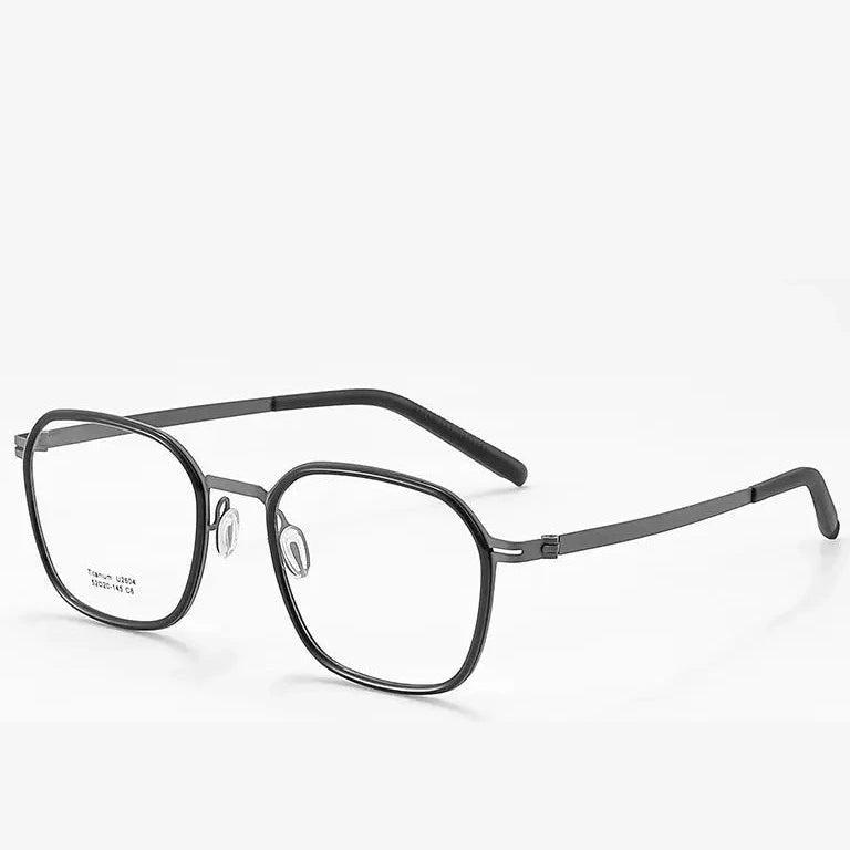 Reven Jate Unisex Full Rim Round Square Titanium Eyeglasses 2604 - C6