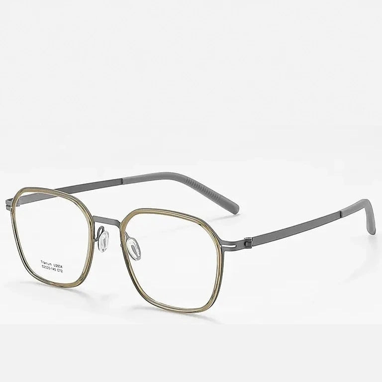 Reven Jate Unisex Full Rim Round Square Titanium Eyeglasses 2604 - C72