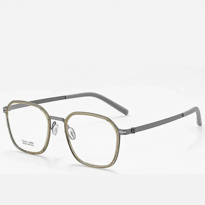 Reven Jate Unisex Full Rim Round Square Titanium Eyeglasses 2604 - C72