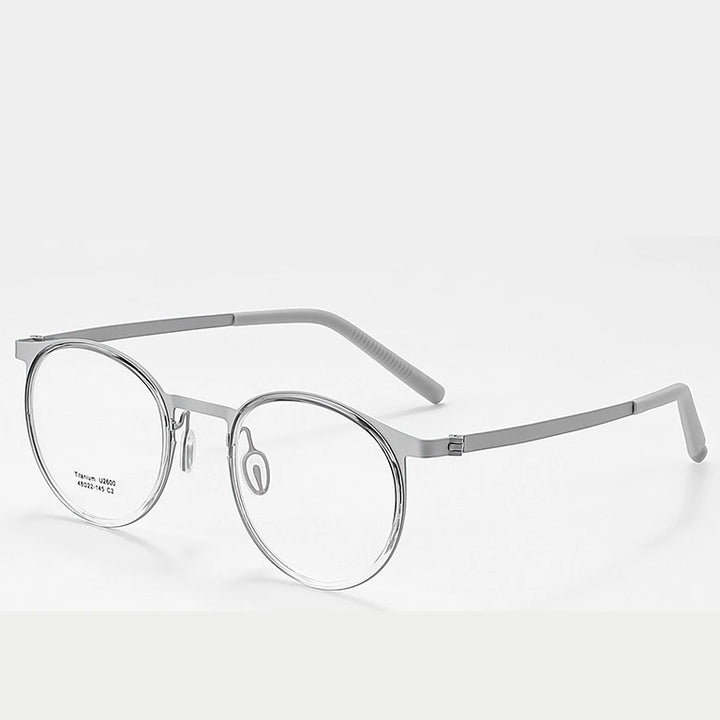 Reven Jate Unisex Full Rim Round Titanium Acetate Eyeglasses J2600 - c2