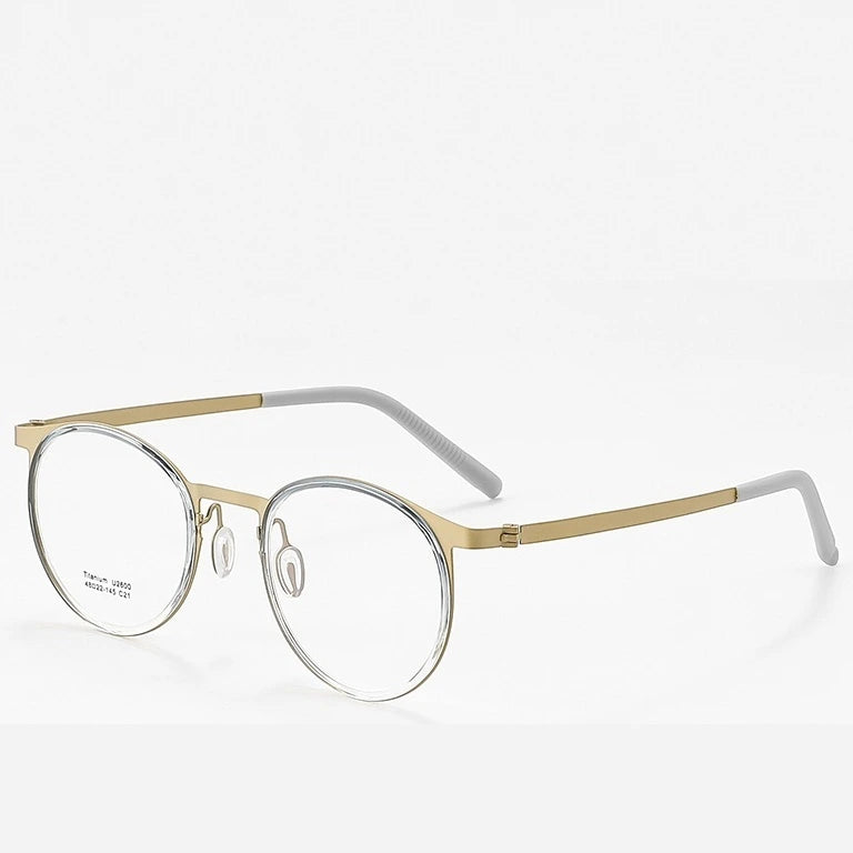 Reven Jate Unisex Full Rim Round Titanium Acetate Eyeglasses J2600 - C21