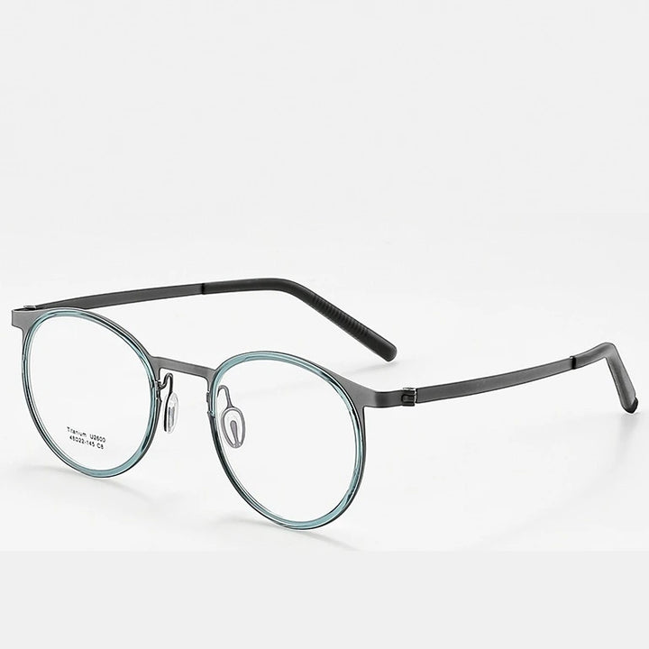 Reven Jate Unisex Full Rim Round Titanium Acetate Eyeglasses J2600 - C8