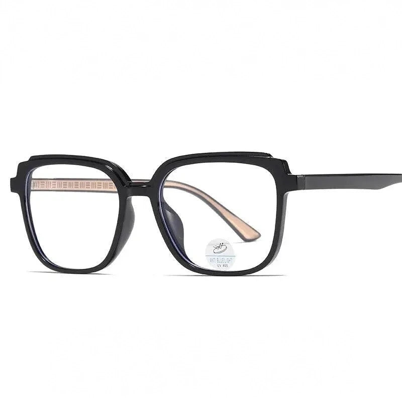 Reven Jate Unisex Full Rim Square Acetate Eyeglasses 81229 - black-golden