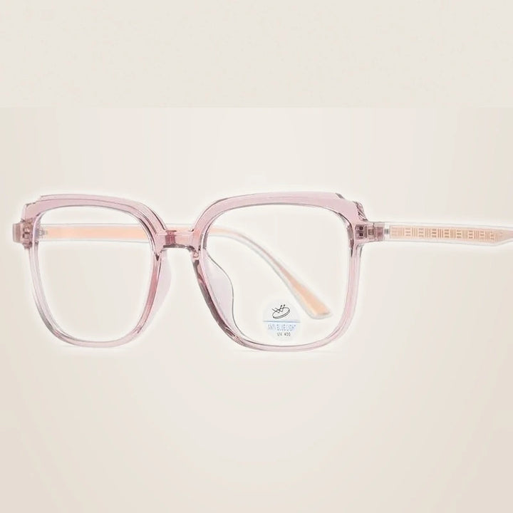 Reven Jate Unisex Full Rim Square Acetate Eyeglasses 81229 - pink
