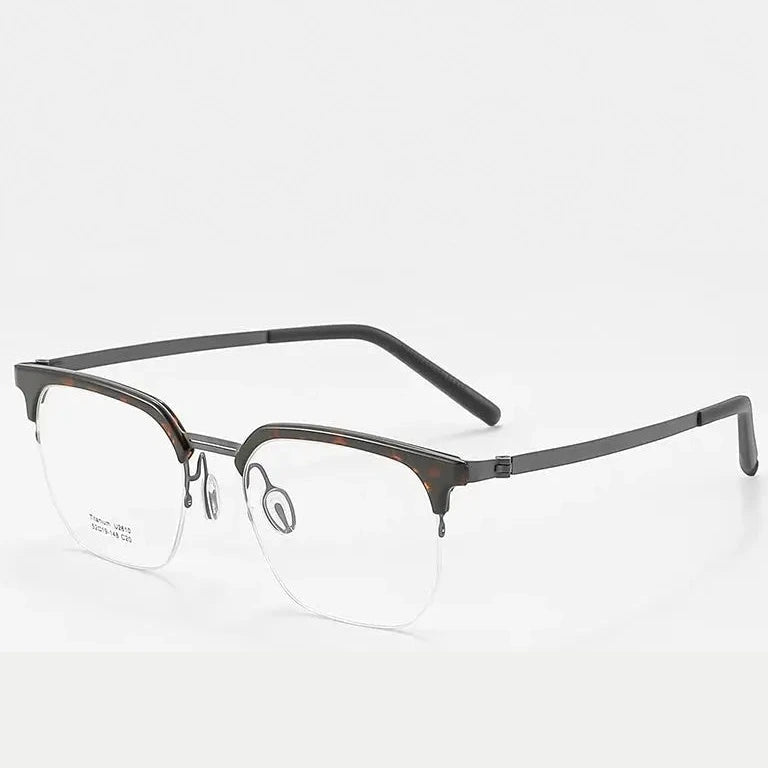 Reven Jate Unisex Full Rim Square Acetate Titanium Eyeglasses 2610 - C20