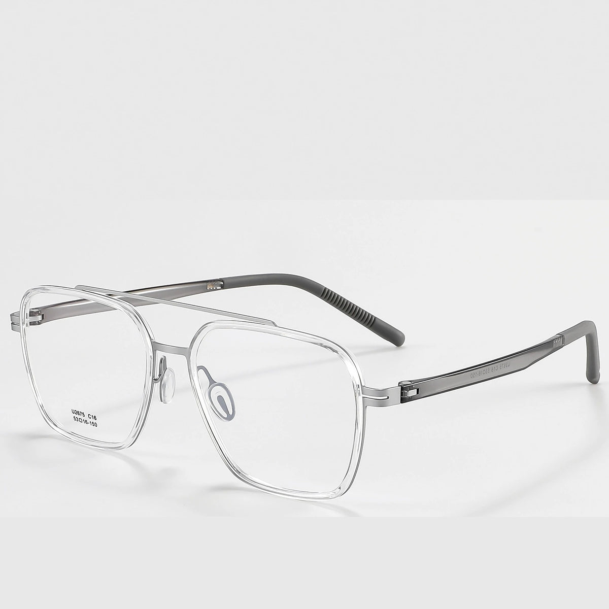 Reven Jate Unisex Full Rim Square Double Bridge Titanium Eyeglasses 42675 - C16