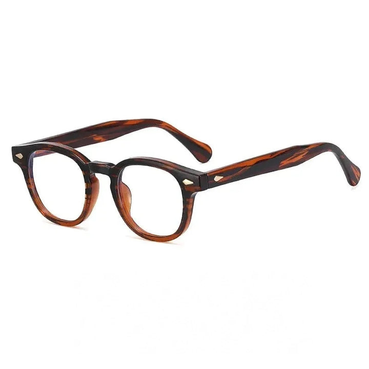 Reven Jate Unisex Full Rim Square Round Tr 90 Alloy Eyeglasses 83100 - C4
