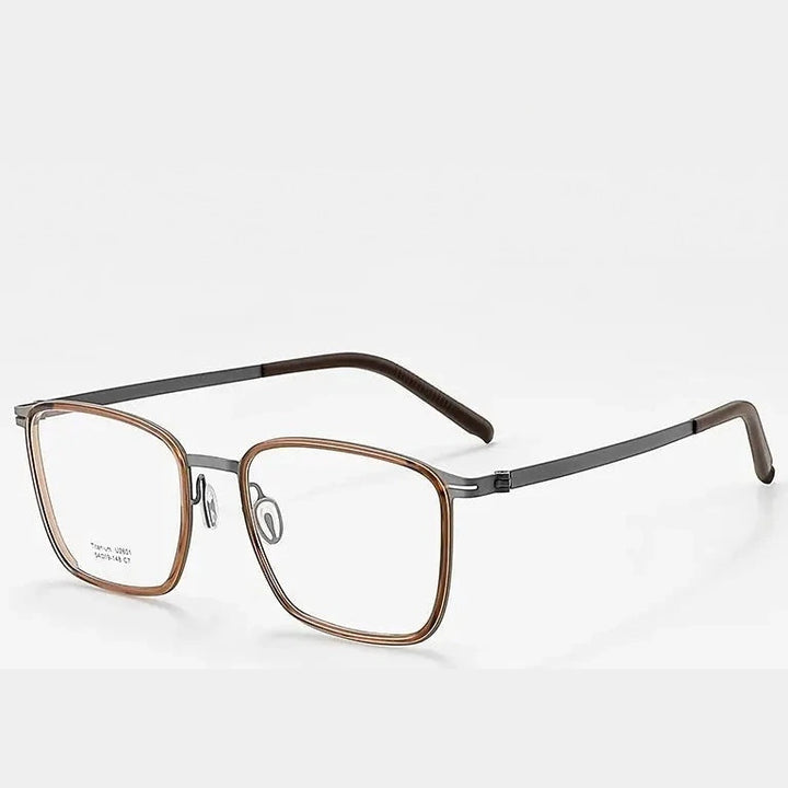 Reven Jate Unisex Full Rim Square Titanium Acetate Eyeglasses J2601 - C7