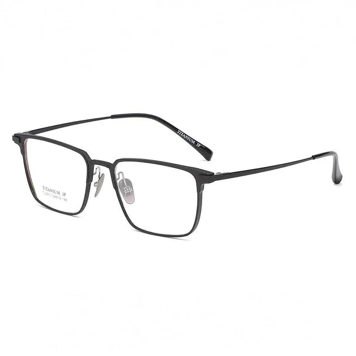 Reven Jate Unisex Full Rim Square Titanium Eyeglasses 669011 - black