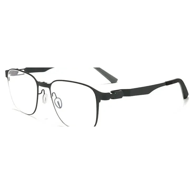 Reven Jate Unisex Full Rim Square Titanium Eyeglasses Clip On Sunglasses 668868 - C1