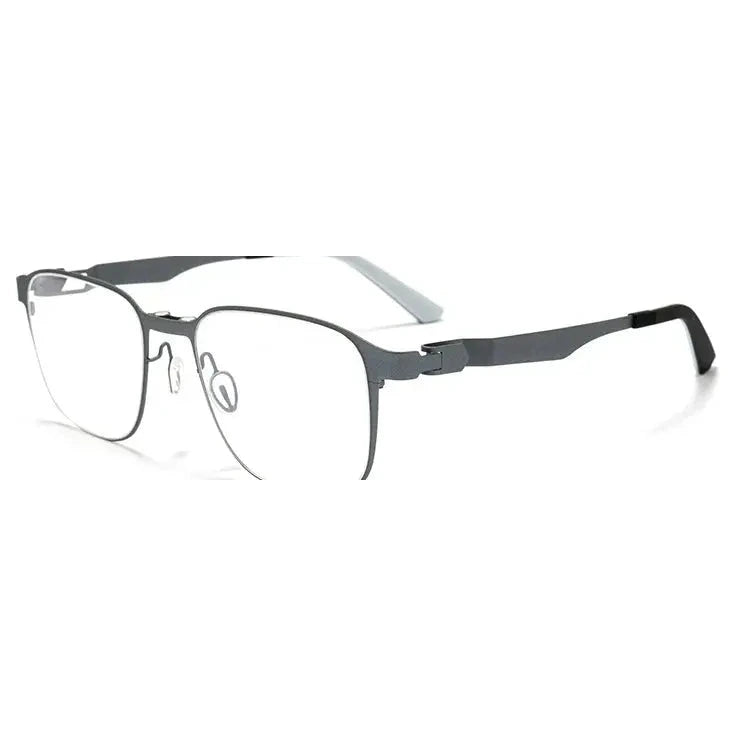 Reven Jate Unisex Full Rim Square Titanium Eyeglasses Clip On Sunglasses 668868 - C2
