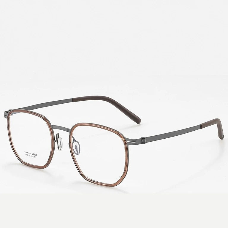 Reven Jate Unisex Full Rim Square Titanium Eyeglasses J2603 - C7